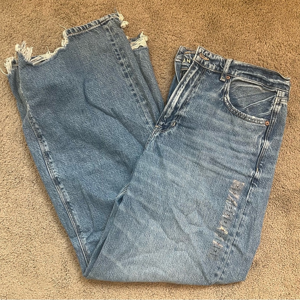 American Eagle Outfitters Blue Wide Leg High Rise Jeans